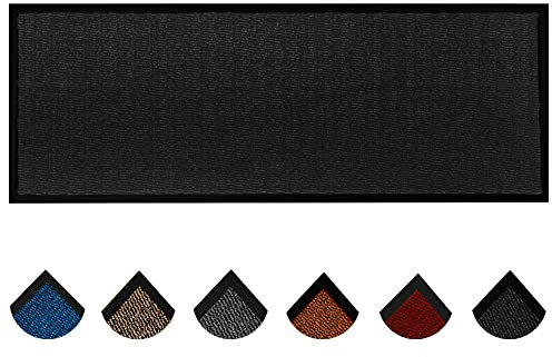 Homatz Hallway Runner Rug Heavy Duty Non-Slip Rubber Back, Anthracite 60x120cm Long Runner - Dirt Trapper, Water Absorbent Mat, Washable, Carpet for Hallway Kitchen Living Room