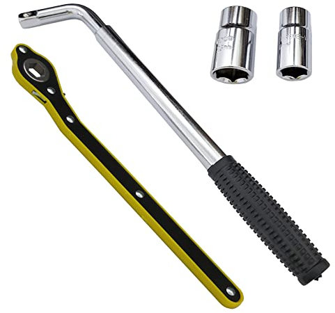 Auto-plaza 35,6–50,8 cm Auto SUV Teleskop Radschlüssel Universal mit Standard CR-V Stecknüssen 17/19, 21/22 mm (2 Stück (Radschlüssel + Sechskantschlüssel))