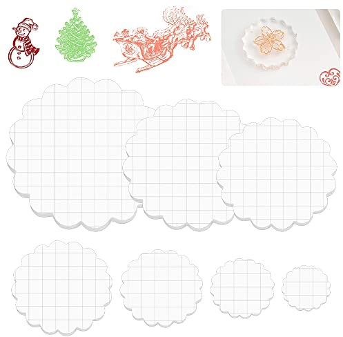 KLYNGTSK 6 Stück Silikonstempel Stanzblöcke Stempel Acryllblock Stempelblock Set 12/10/8/6/4/3*/2.5cm Acryl Stempel Block mit Gitterlinien Acryl Stanzblöcke für Scrapbooking DIY Handwerk Ornamente