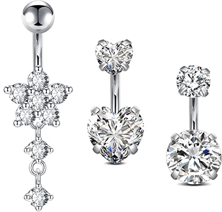 LAURITAMI 2pcs Piercing Ombligo Barra 6mm 14G Mariposa Vientre Anillos Acero Quirurgico Corto Ombligo Piercing
