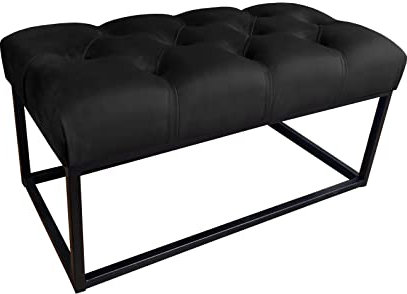 MartHome Sitzbank mit Beinen Chesterfield - Sitztruhe, Sitzhocker - Gepolsterte Bank, Einzelbank - Stabiler Rahmen, Modernes Design - Bank Sitzmöbel, Flurbank (Schwarz MG19)