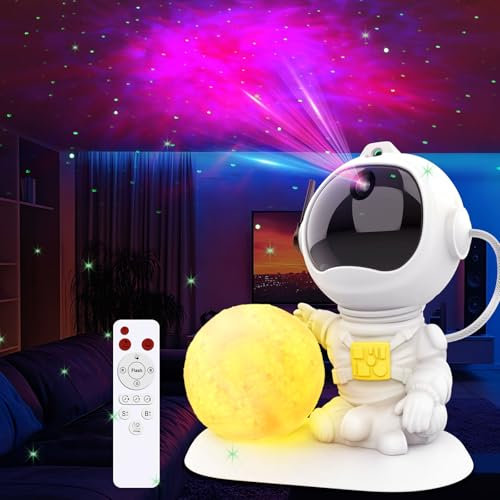 AxiwoIntl LED Astronaut Sternenhimmel Projektor - Galaxy Projector mit Mondlampe, Fernbedienung & Timer, 360° Rotation Schlafzimmer Sternenlicht Projektor Geschenk für Kinder und Erwachsen (K980)