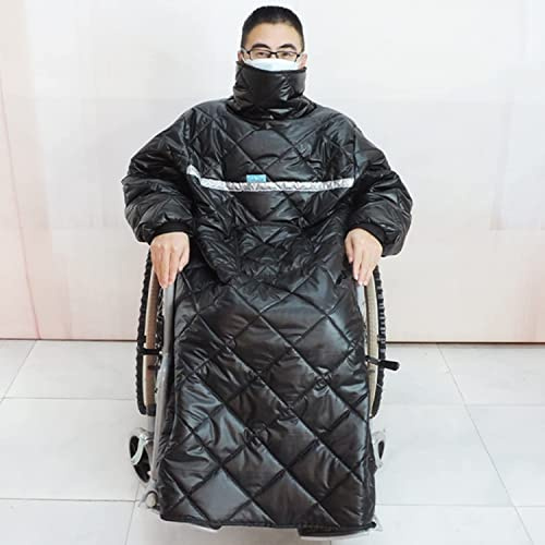 EHVYBDX Waterproof Windproof Winter Wheelchair Full Body Warm Blanket Wearable Wheelchair Cosy Cover with Sleeves Rain Cover for Wheelchair Users Adult Size