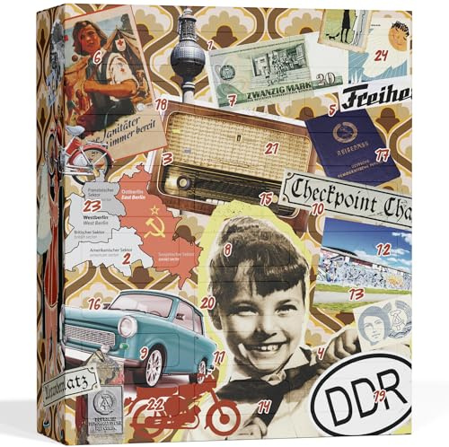 UMBRELLA® DDR Adventskalender 2025 [OSTALGIE KLASSIKER] – 24 originale Produkte & Kult-Artikel aus der DDR-Zeit – Nostalgisches Geschenkset für Erwachsene, Eltern & Großeltern
