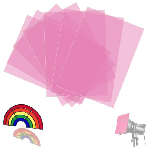 SWTYExt 7 stycken folie värmebeständig för lampor rosa lampfolie A4 | Färgfolier gel färgfilter 29,7 x 21 cm, transparent färgkorrigering, foto, lampa strålkastare, grafit, studio, LED