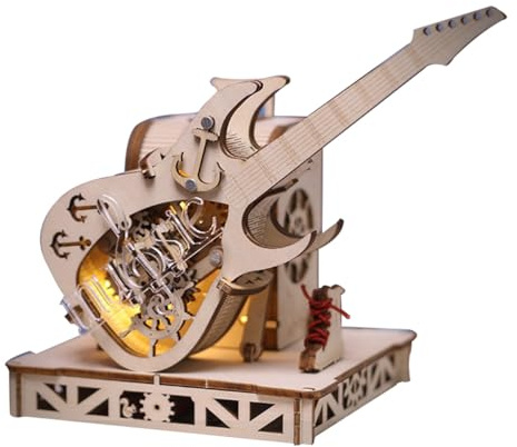 Funwetrike Kit de construction en bois 3D, boîte à musique, transmission mécanique, modèle en bois pour adultes, décoration de la maison, cadeau de Noël, d'anniversaire (150 pièces)