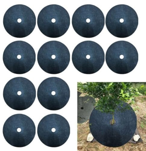 Mulchscheiben-Set, 12 Stück, Vliesstoff, Baumschutz, für saubere Landschaften (02)
