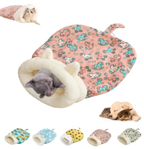 GDCARSL Sleeping Bag for Cats, Cozy Self Warming Cat Sleeping Bag for Indoor Cats, 360° Wrap Cat Hideaways Pet Snuggle Sack for Sleeping Relax Play (Pink)