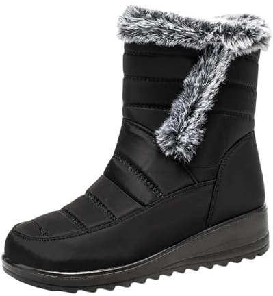 Generisch Bottines d'hiver imperméables pour femme - Fermeture éclair - Garde au chaud - Bottes de neige confortables, Noir , 40 EU