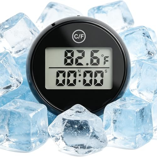 Ice Bath Thermometer and Timer Bath Thermometer Digital Waterproof Floating Pool Thermometer Accurate Water Temperature Thermometer for Ice Bath Swimming Pool Cold Plunge Outdoor Use