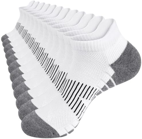 Toes Home Trainer Running Socks for Men 9-12 6-8, Cushioned Ankle Socks | Anti-Blister Sports Socks with Arch Support, Moisture Wicking Breathable Cotton Athletic Socks for Gym, Walking, 6 Pairs