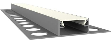 Fliesenprofil F1 Aluminium eloxiert – 2m LED Profil mit 2 Flügeln für Fliesen – für LED Streifen bis 16 mm – inkl. Abdeckung Klar – moderne LED Beleuchtung Badezimmer, Küche, WC