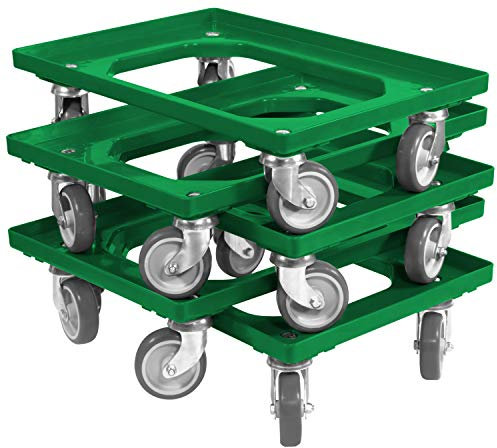 5 Stück Transportroller für Kisten 60 x 40 cm mit 4 Lenkrollen in grün