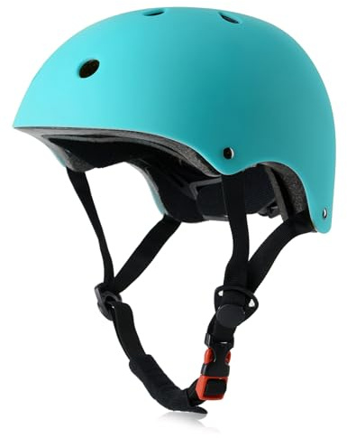 OUWOR Youth Skateboard Bike Helmet for Boy and Girl, Lightweight Adjustable, Multi-Sport for Bicycle Skate Scooter (Aqua, Medium)