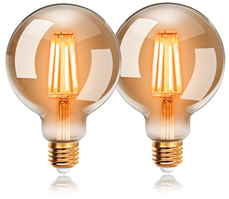 EXTRASTAR Ampoules LED 4W Edison Vintage G80, Blanc Chaud 2200K E27, 4W Equivalent à 40W, Ampoule Rétro à Filament, Rétro Antique Lampe décorative, Non-Dimmable, Lot de 2