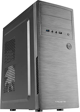 Tacens INITIOX, ATX PC Case, 12cm Side Fan, Brushed Aluminum Front Panel, Mid Tower, Internal Cable Management System, USB 3.0, Black