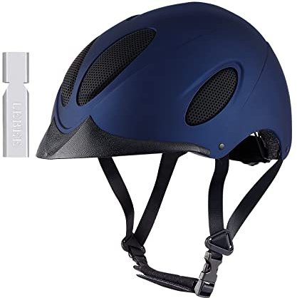 LEBEE Casco de equitacion Equipo de protección para la Cabeza Protector antiimpacto para Montar a Caballo para Jinetes ecuestres Duradero para Mujeres Hombres y Adultos,Blue-L(59-61cm)