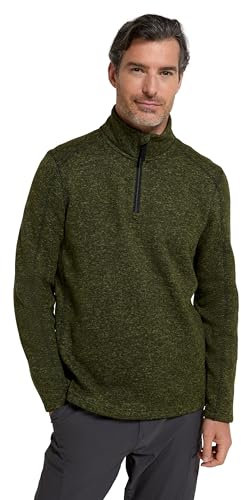 Mountain Warehouse Idris Half-Zip Fleece Herren - Microfleece, Anti-Pill, atmungsaktiv, leichtes Sweatshirt - Ideal für Camping, Outdoor, Reisen und Wandern Dunkel Khaki Large