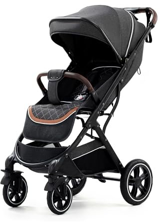 YAZOCO Kinderwagen, 0–4 Jahre buggy klein Zusammenklappbar, 0–22 kg,buggy klein zusammenklappbar, Fußabdeckung, Regenabdeckung (schwarz)