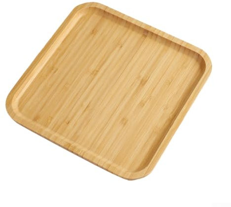 ZYNCUE Bandeja de madera para servir, plato cuadrado de madera para servir bebidas y alimentos en bar, sala de estar, mesa de comedor (25 x 25 x 1,5 cm)