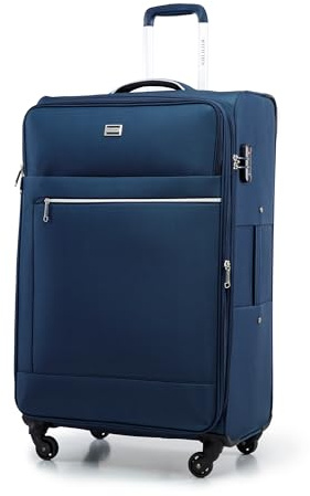 WITTCHEN Valise Grande Taille Valise de Voyage Valise à roulettes Coque Rigide en Polyester avec 4 roulettes Spinner Serrure à Combinaison Poignée télescopique Mira Line Taille XL Bleu Marine