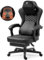 Vigosit Chaise de Gaming Ergonomique avec Soutien Lombaire Chauffant, Coussin à Ressorts ensachés et Repose-Pieds - Noir