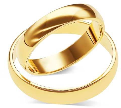 mosa & co. - Trauringe Gold 585 mit 4 mm Breite im Paarpreis für Sie und Ihn inkl. Gravur - Modell Classic - Vollmassive Echtgold 14k Eheringe Hochzeitsringe Verlobungsringe Partnerringe