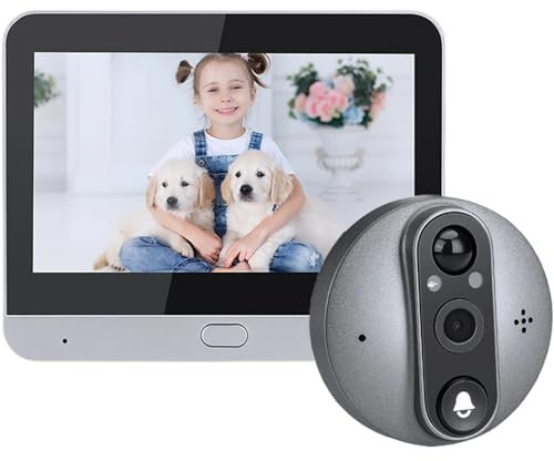 DFCAT Spioncino Digitale a Batteria 1080P,Suoneria Campanello,Wifi Video Telecamera Senza Fili con da Monitor 4,3 Pollici,Alexa,Scheda 32G inclusa