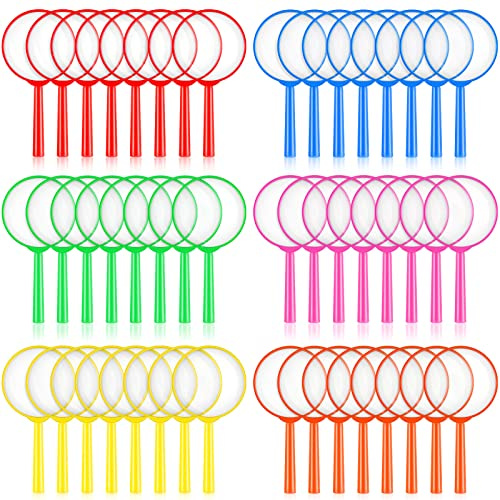Kingdder 96 Pcs 5 Inch Bulk Kids Magnifying Glass Plastic Colorful Mini Hand Lens 5X Magnifier for Children Science Class Favor Classroom Outdoor Observation Supplies Party Decorations, 6 Colors