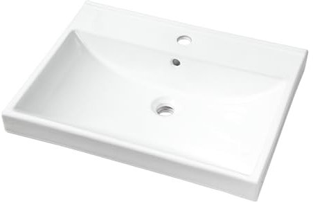 NUESTRA VIDA Vasque À Encastrer Lavabo Céramique Encastré, Lavabo de Salle de Bain, Rectangulaire, Blanc Brillant, 61×46×16,5 cm