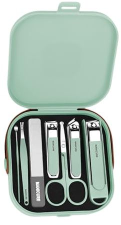 Set manicure unghie tagliaunghie set 7 pezzi in acciaio inox kit per la cura delle unghie Pedicure Set con custodia da viaggio donne uomini
