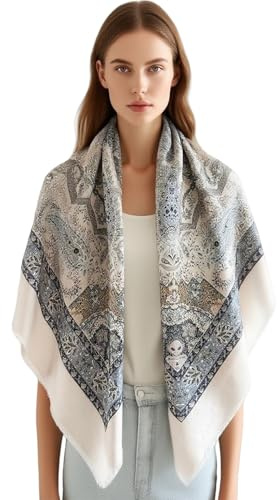 K-Elewon Large Square Scarf 51 Cotton and Linen Scarf Fashion Scarves Hair Wrapping Scarfs Neck Scarves for Women (H2308)