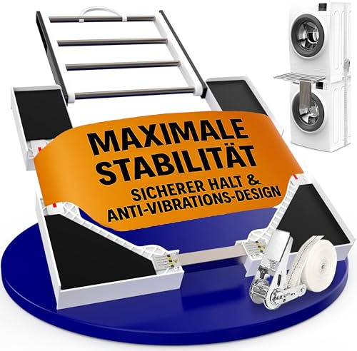 MEISTERWERK - Zwischenbaurahmen mit ausziehbarem Handtuchhalter - (EU ZERTIFIZIERT) Verbindungsrahmen für Waschmaschine & Trockner - Zwischenbausatz, Universell einstellbar