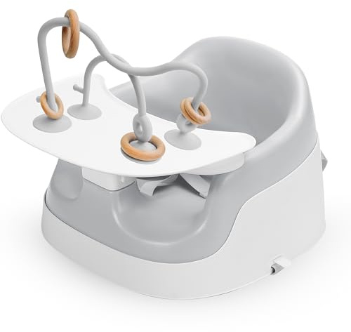 BooBoo Baby 3-in-1 Baby Booster Seat with Removable Tray – Portable High Chair for Dining, Floor for Playtime, and Bath Seat for Toddlers - Feeding Chair and Activity Seat for Ages 6-36 Months