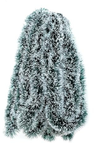Christmas Tinsel Green 10M (32.8FT) Christmas Garland For Stairs, Christmas Tree Decorations Fluffy Strands Hangin Extra Long Garlands Decoration, Christmas Garland