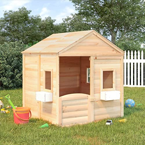 Genérico Casa de Juegos con Puerta con Cierre y macetas Madera Abeto,Juegos y Juguetes,Estructuras para Juegos al Aire Libre,Casitas Infantiles,Marrón,30.66 KG,93686