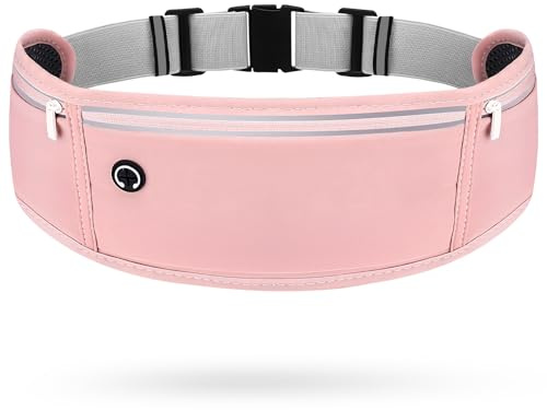 ITClosud Ceinture de Course pour Téléphone Portable, Sac de Course, Ceinture de Sport de Jogging avec 3 Poches, Sac de Course Étanche pour Homme et Femme, sac de Téléphone Portable Antidérapant (Rose)