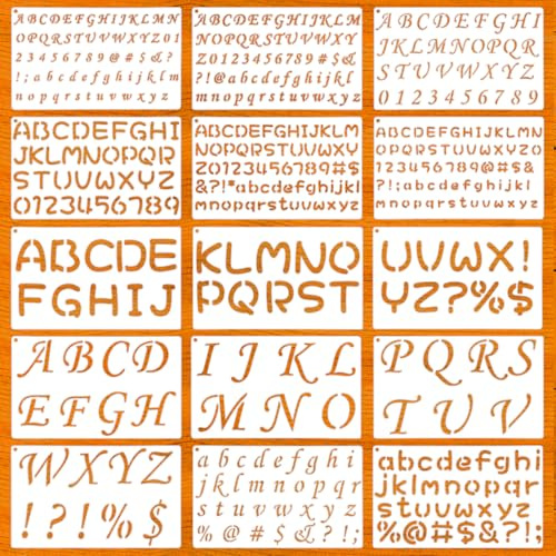 15 stycken bokstavsstenciler, 25 × 15 cm bokstavsmallar, återanvändbara bokstäver stenciler, kreativitet alfabet-nummermallar, för gör-det-själv klippbok, pysseltillbehör, målning