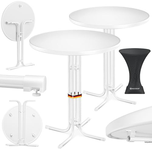 KESSER® Juego de 2 mesas altas plegables de 80 cm de diámetro, redondas, para gastronomía, para cócteles y fiestas, para jardín, balcón, eventos, gastronomía, resistente a la intemperie, para interior