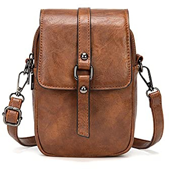 myfriday Women Vintage Crossbody Phone Bag Small Messenger Bag Shoulder Bag Handbag Wallet Purse 2 Main Pockets with Earphone Hole