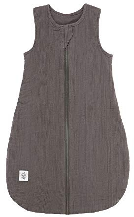 LÄSSIG Sac de couchage été/printemps pour bébé sans manches Mousseline GOTS unisexe, taille 86/92 18-24 mois, anthracite