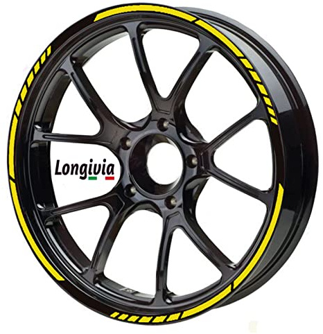 Longivia® Pegatinas Llantas Moto de 15 a 19 Pulgadas Kit Completo Amarillo para 2 Llantas Adesivos para Moto Coche Tuning o Bicicleta Cinta Adhesiva Reflectante Accesorios Motocicleta Vinilo