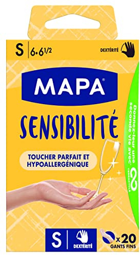Mapa - Känslighet - Tunna, icke-pulveriga vinylhandskar - återvinningsbara med TerraCycle® - allergivänliga - 1 låda med 20 handskar - storlek S