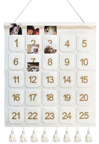 Christmas Countdown Advent Calendar with Pockets,Christmas Picture Countdown Board,Photo Advent Calendar- Advent Calendars for Kids Chocolate & Candy