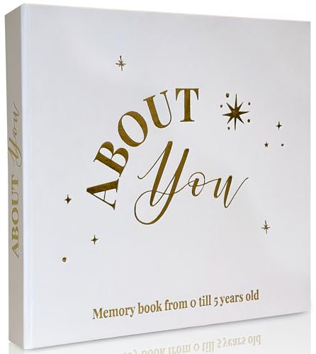 About you Schönes und hochwertiges Erinnerungsbuch mit Meilensteinkarten von 0 bis 5 Jahren. Geschenk oder Geschenk für frischgebackene Eltern.