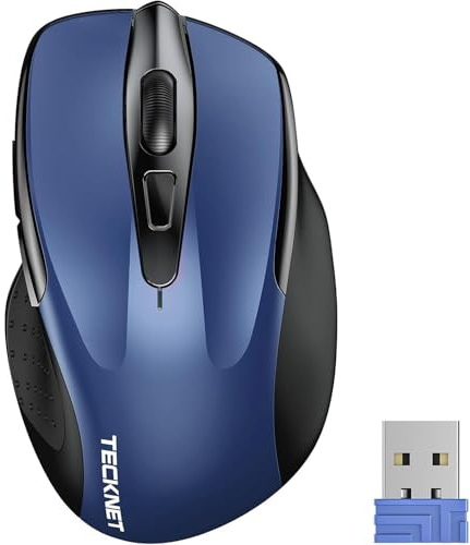 TECKNET Ratón Bluetooth, 4800 dpi Ratón Inalámbrico (Tri-Modos: BT 5.0/3.0+2.4G), Silencioso Ratón Inalámbrico Ergonómico para Ordenador Portátil, Windows, Mac OS, Android