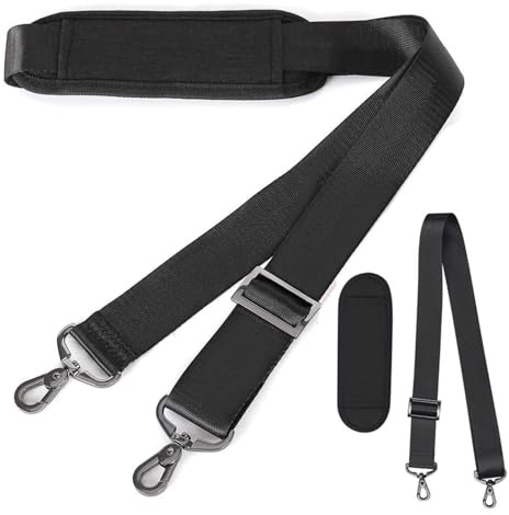 Vikrami lighting Adjustable Shoulder Strap Universal Replacement Bag Strap with Detachable Pad with Metal Swivel Hooks - for Laptop, Camera, Duffel, Messenger Bags and More - Black56inch