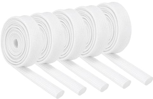 sourcing map 10Pcs Insulation Braided Cable Sleeve,3.3Ft-1/4 Inch ID White, High Temp Silicone Coated Fiberglass Sleeving for Cable Wrap, Automotive Hose Lines Electrical Wiring Protection
