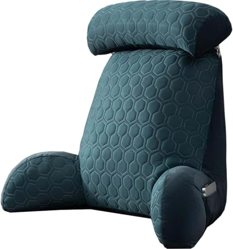 Coussin de Lecture Souple pour Lit, Canapé, Chaise, Repose-Dos Portable, Coussin Détachable pour le Cou et Poches de Rangement, Soutien de Position pour Regarder la Télévision et Jouer (Vert)