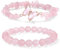 Quartz Rose Bracelet,Bracelets de cristal pour femmes,Bracelet Pierre,Bracelet de pierres à breloques papillon, embrassez l'amour et la sérénité